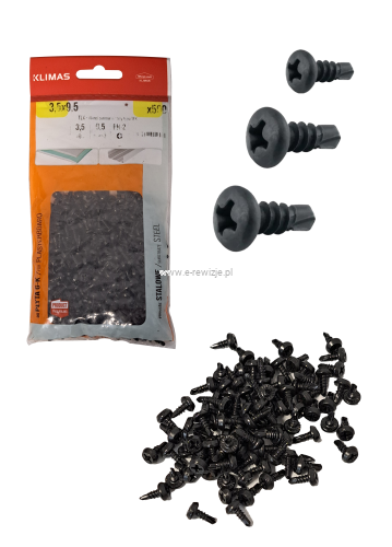Wkręty do metalu fosfatowane 3,5x9,5 mm 500 szt. Pchełki