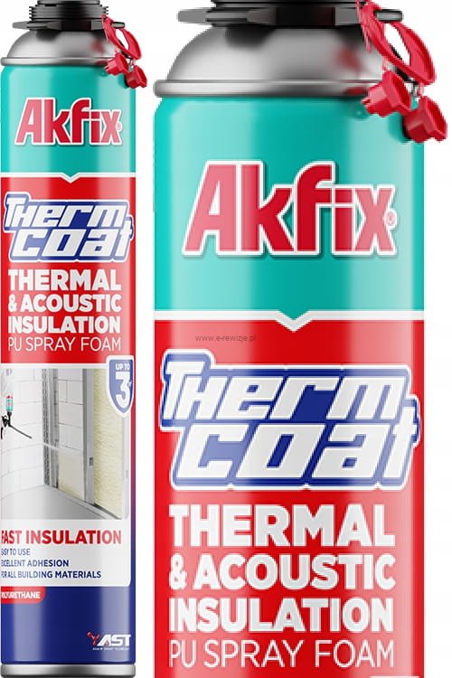 Akfix Thermcoat PU 850 ml – Pianka Termoizolacyjna Natryskowa do Pistoletu | Izolacja Cieplna, Uszczelnianie, Wypełnianie