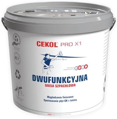 CEKOL PRO X1 20 kg Masa Szpachlowa Dwufunkcyjna do Ścian i Sufitów | Szpachla Wewnętrzna Gładź i Wyrównanie