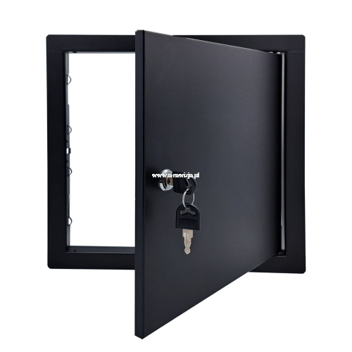 Drzwiczki rewizyjne metalowe CZARNE kwadrat z kluczem-3.png