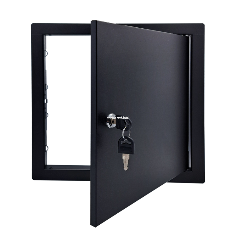 Drzwiczki rewizyjne metalowe CZARNE kwadrat z kluczem-3.png