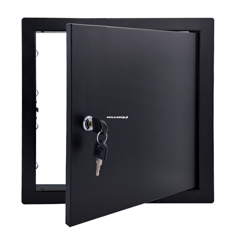Drzwiczki rewizyjne metalowe CZARNE kwadrat z kluczem-4.png