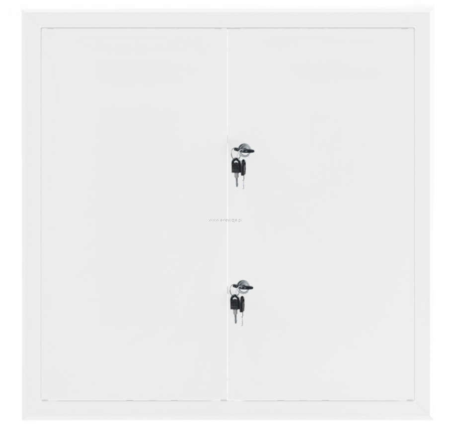 80x80 cm | Drzwiczki rewizyjne metalowe 800x800 mm Białe Dwuskrzydłowe na Klucz STRONG