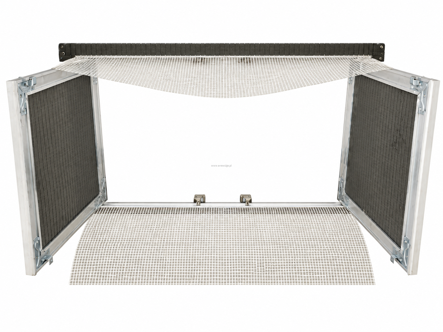 FASADE RIVET 60x30 cm – Elewacyjne Drzwiczki Rewizyjne  do Styropianu  | UCHYLNE Z SIATKĄ | Do Tynku i Elewacji