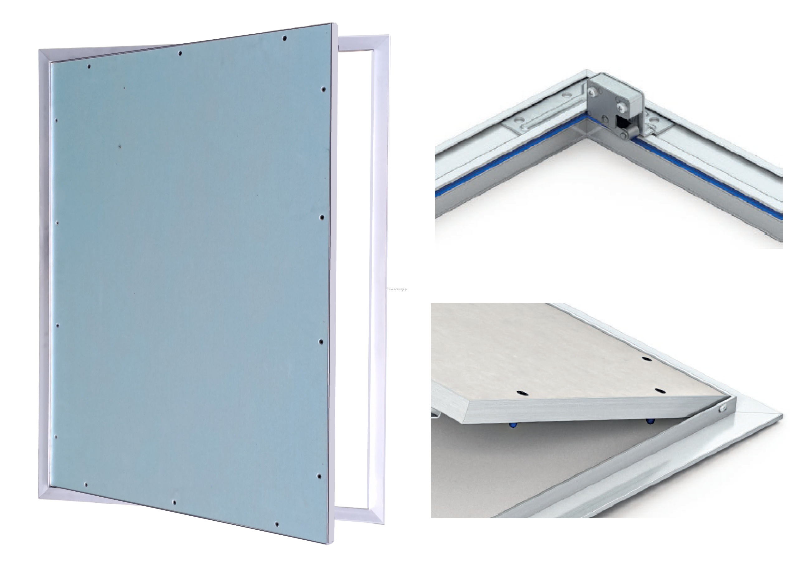 600x800 mm - Drzwiczki rewizyjne do ściany GK Uchylne na Zawiasach z Uszczelką Rewizja do malowania - RIVET PLUS (60x80cm)