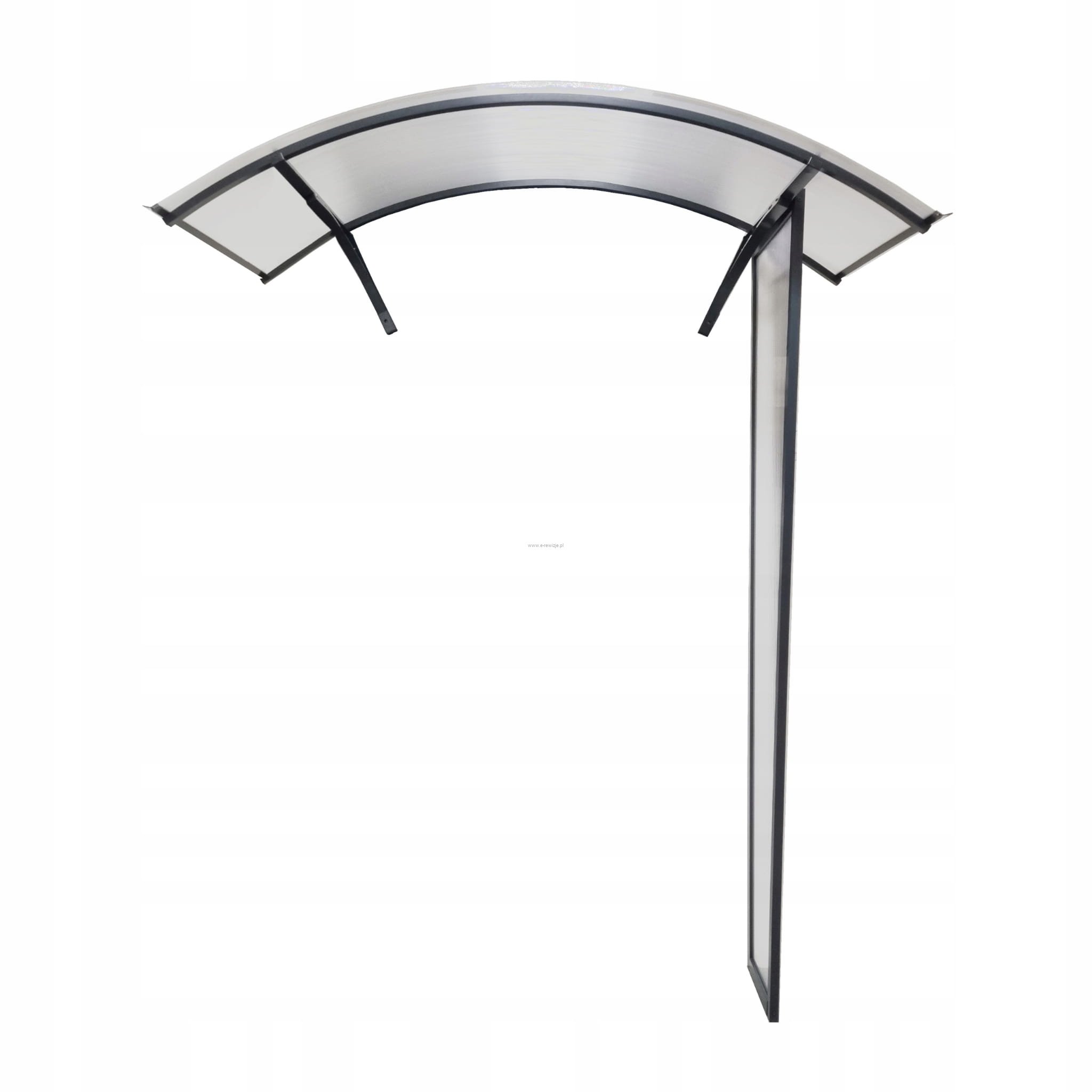 Daszek łukowy nad drzwi 145x70 z jedną ścianką boczną 180x50 cm - GRAFITOWY