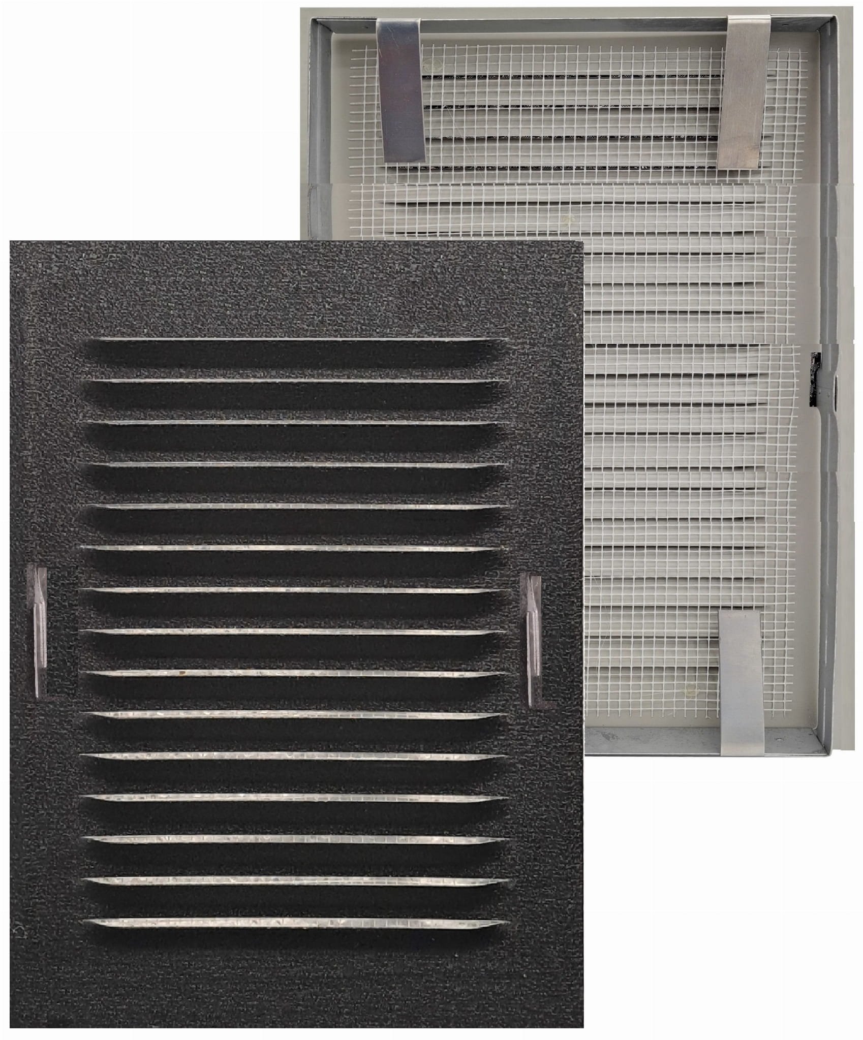 Kratka z ramką 14x21 CZARNY MAT RAL 9005  wentylacyjna kominowa